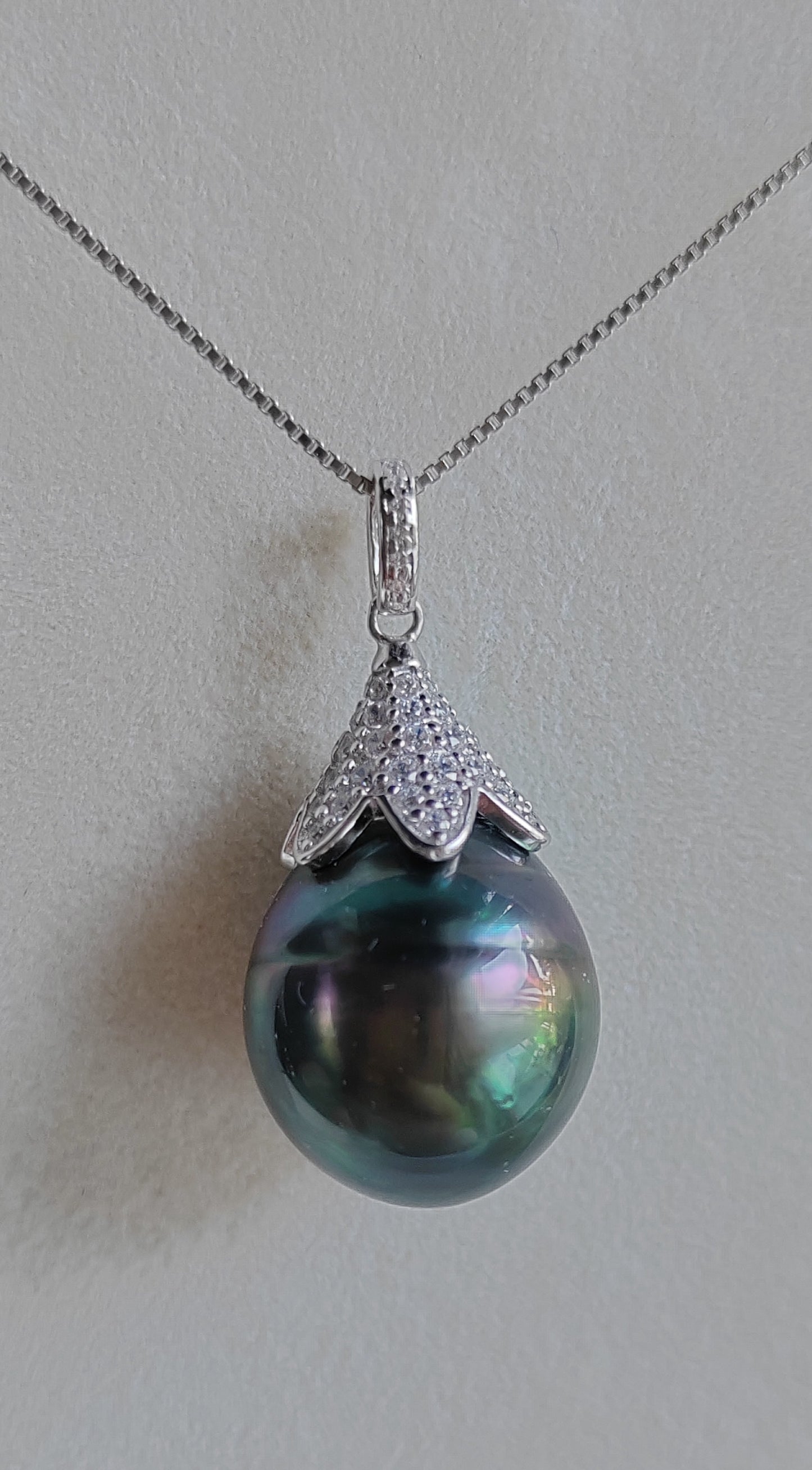 13.3mm Genuine tahitian south sea pearl pendant with chain necklace