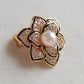 'Little Camellia' Brooch genuine freshwater pearl 6.3mm round
