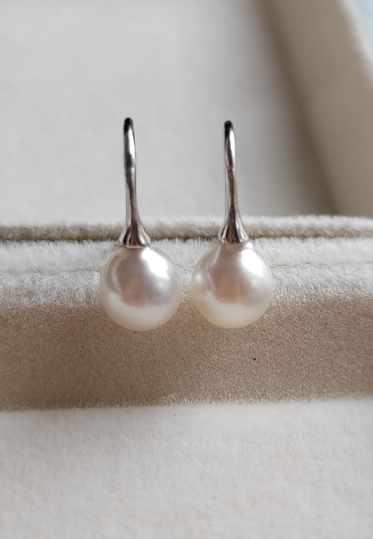 6.3mm Genuine Japanese akoya pearls French hooks earrings