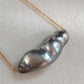 'Mermaid' 18k gold solitaire necklace Genuine Keshi Tahitian south sea pearl 9.6x25.3mm 'Wild'
