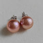 'Chocolate' Pearl earrings studs genuine freshwater pearls 11.8mm