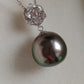 'White Camellia' 18k white gold pendant genuine Mangareva tahitian dea pearl 11.7x12.1mm