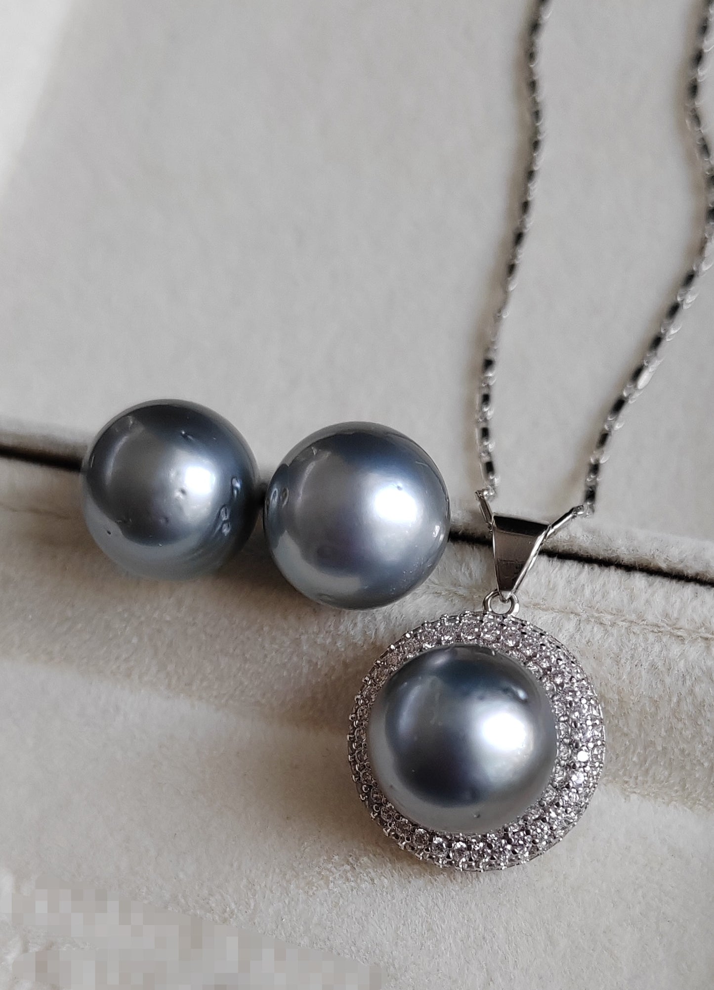 12-12.2mm Genuine tahitian sea pearls classic jewellry set