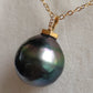 'Summer Island' Genuine tahitian Mangareva pearl 16x17mm 18ct gold diamond pendant
