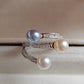 6.2-6.4mm Genuine Japanese akoya pearls triple beauty Ring