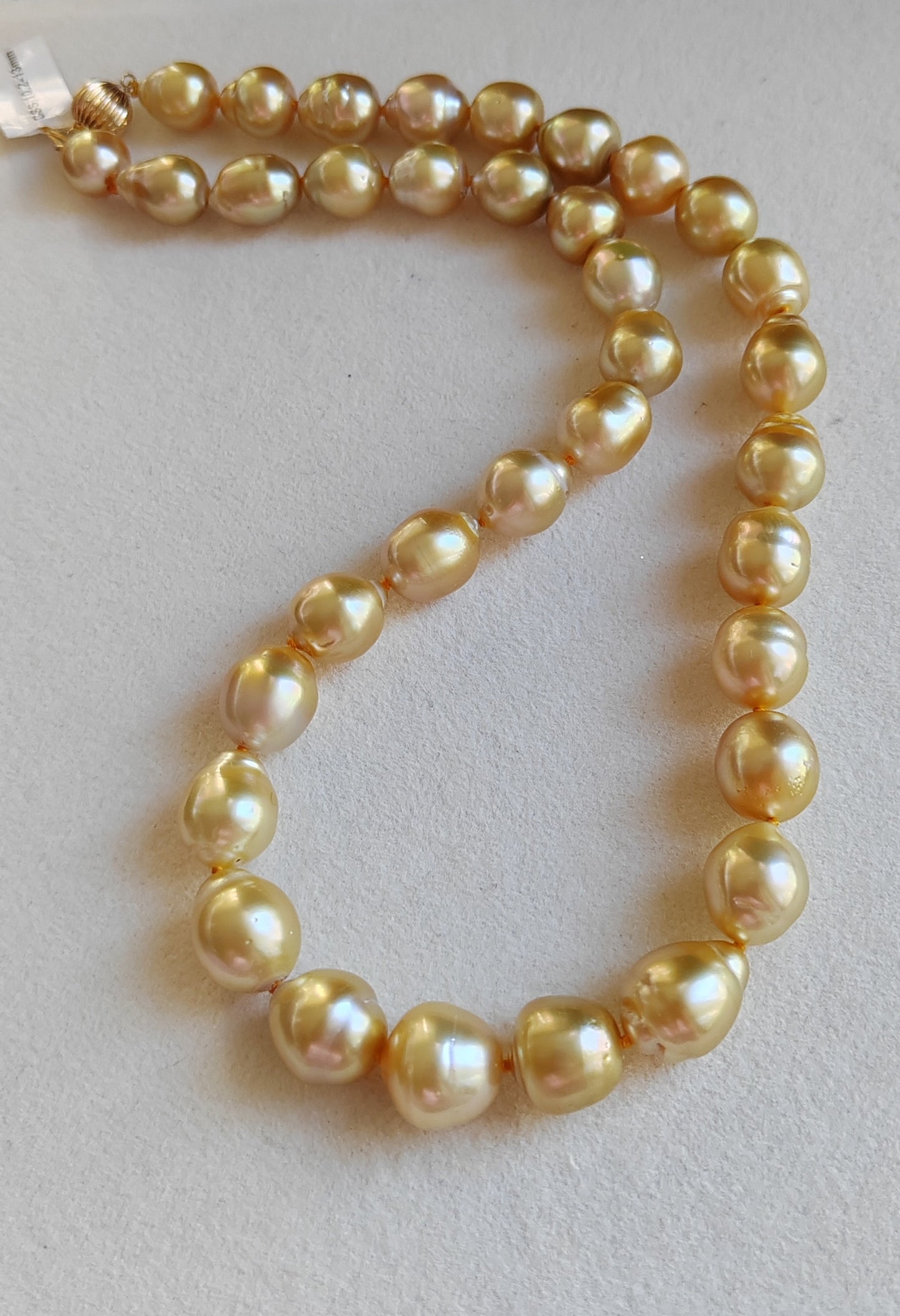 10.1-13mm Genuine golden south sea pearl baroque necklace 14k gold
