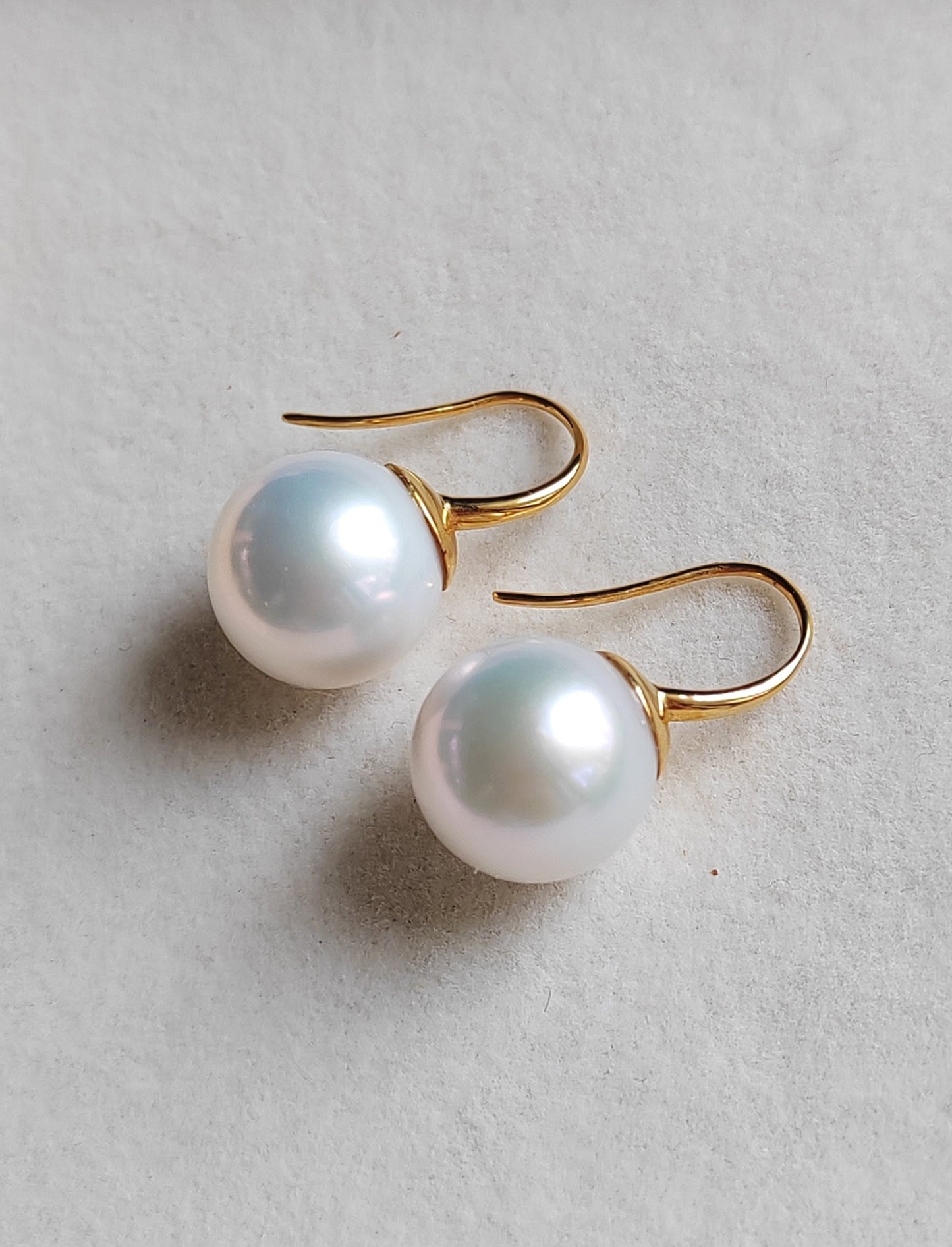 11.3mm genuine freshwater pearls 9k gold French hook earrings AAAA
