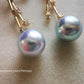 'Blue Moon' earrings 18k gold genuine Japanese akoya pearls 8mm AAAA