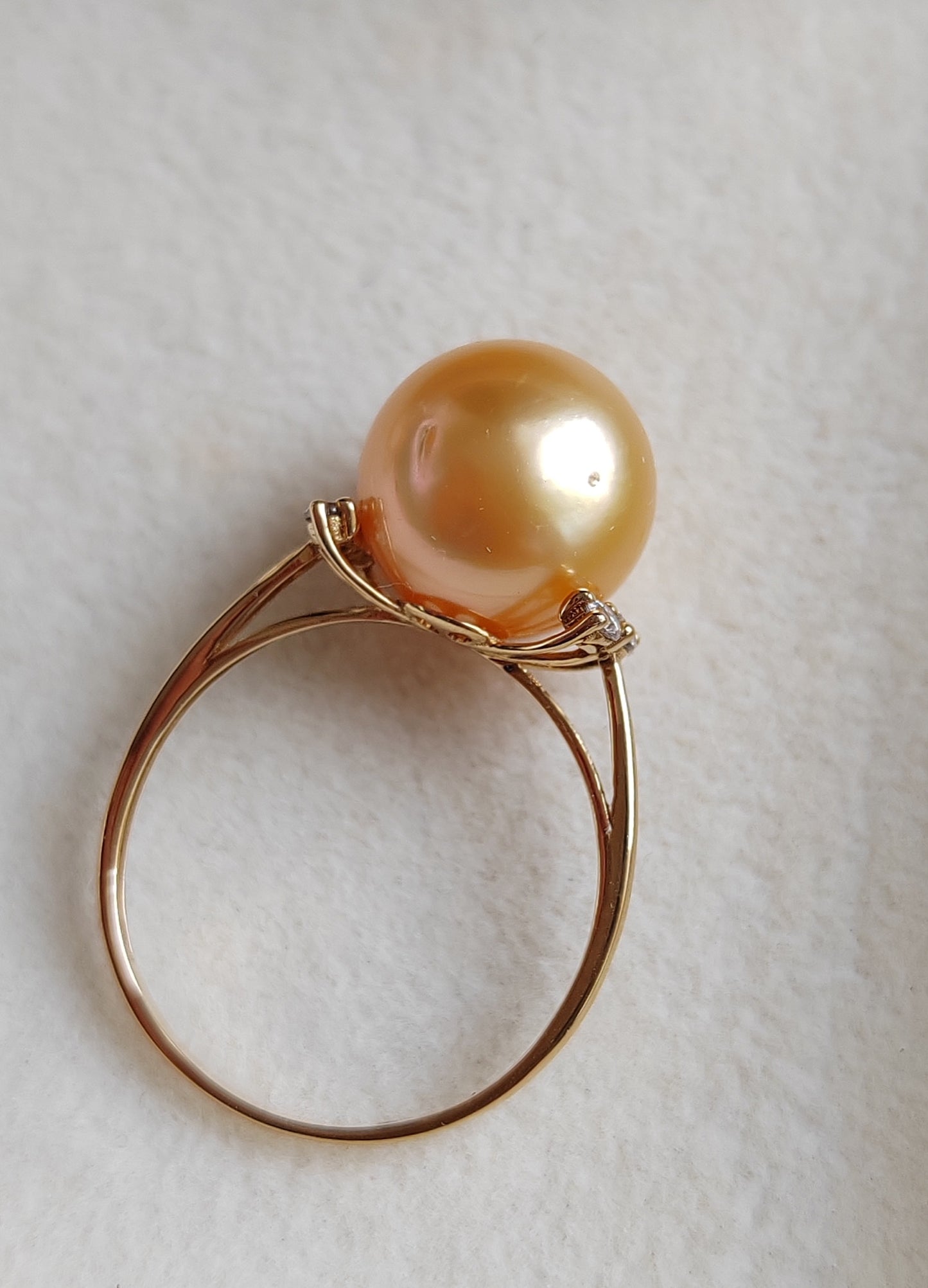 10.9mm Genuine golden south sea pearl 18k gold solitaire ring