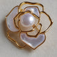 11.1mm genuine freshwater pearl Camellia brooch