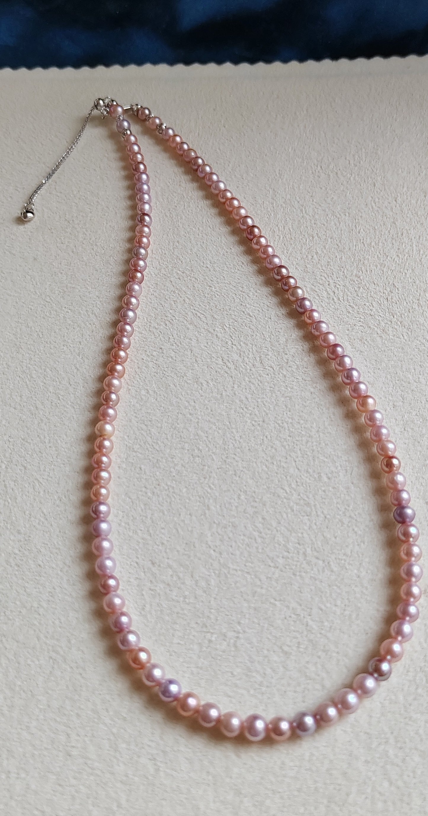 4-4.5mm Genuine freshwater pearls 'Pink lolli beans' necklace silver