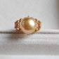 Golden lacy ring 18k gold genuine golden south sea round pearl 10.4mm AAA+ size L