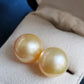 10k gold Essential earrings studs genuine golden south sea pearls 10.2mm