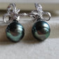 9.3mm Genuine tahitian south sea pearl Lace earrings silver