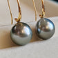 10mm Genuine Tahitian Mangareva pearl AAA 18ct gold French hook earrings