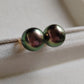 'Vivid Peacock' 14k gold every day earrings studs genuine tahitian south sea pearls 10.2mm