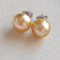 9.9mm Genuine golden south sea pearls Essential earrings studs