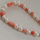 Genuine Japanese akoya pearls and coral necklace 3.3-7.7mm