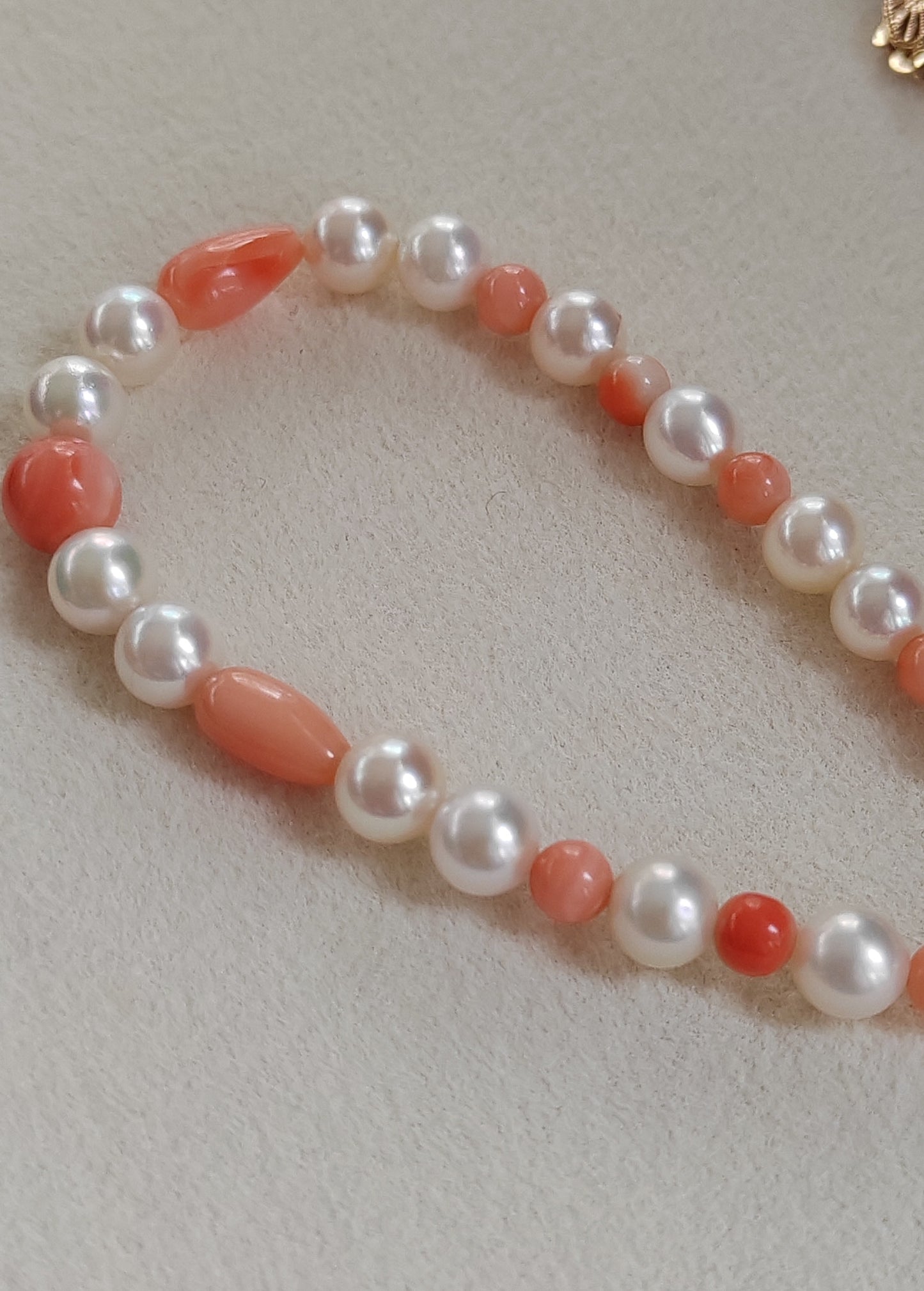 Genuine Japanese akoya pearls and coral necklace 3.3-7.7mm