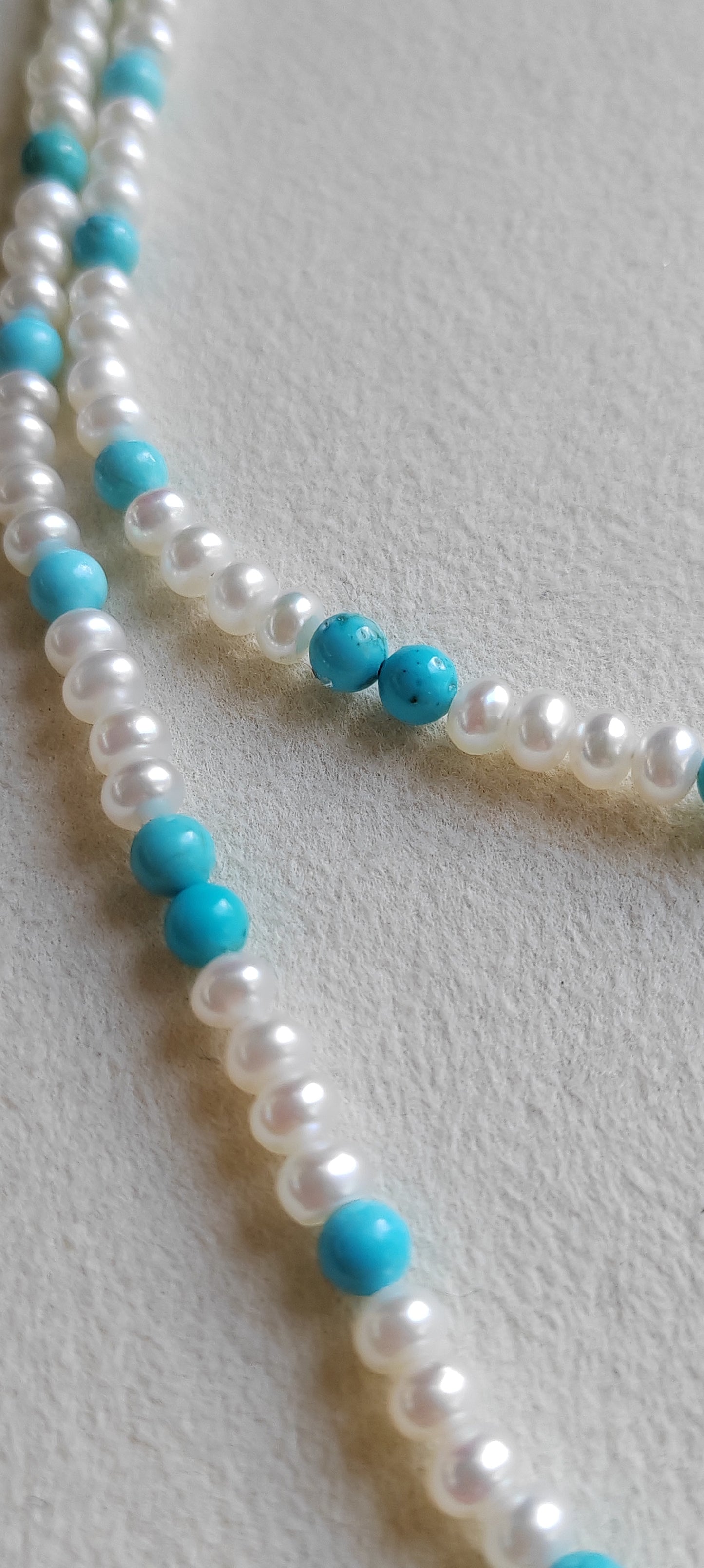 4.3-4.5mm Natural Turquoise freshwater pearls Necklace