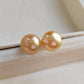 9.9mm Genuine golden south sea pearls Essential earrings studs