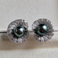 'Green lotus' earrings genuine tahitian south sea pearls 9.1mm