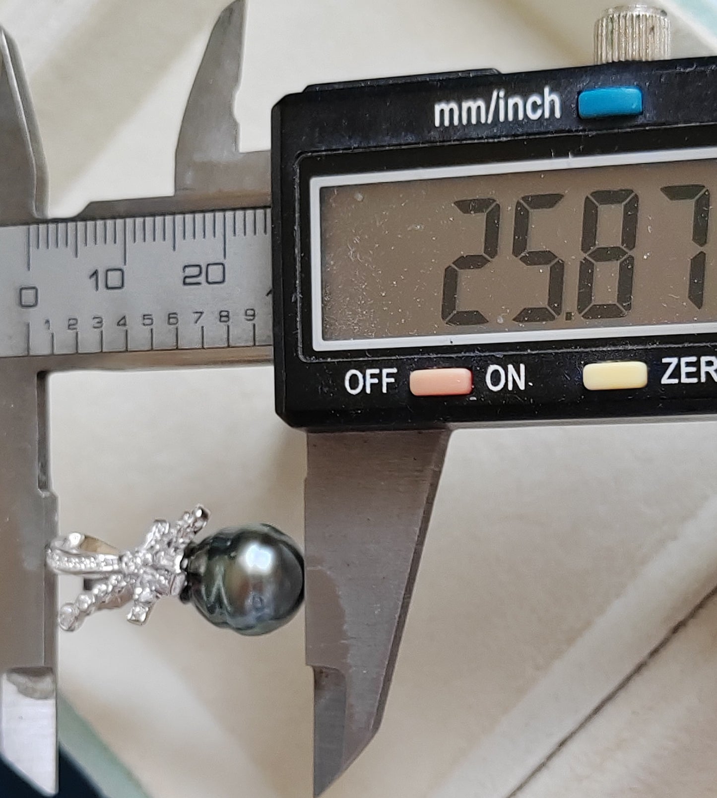 Art Deco earrings silver Genuine tahitian pearls 10.3mm