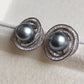 9.7mm Genuine tahitian south sea pearls classic spiral earrings