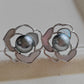 'Silver Camellia' earrings genuine tahitian south sea pearls 8.1mm