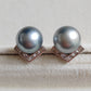 10.3mm Genuine tahitian sea pearls silver earrings