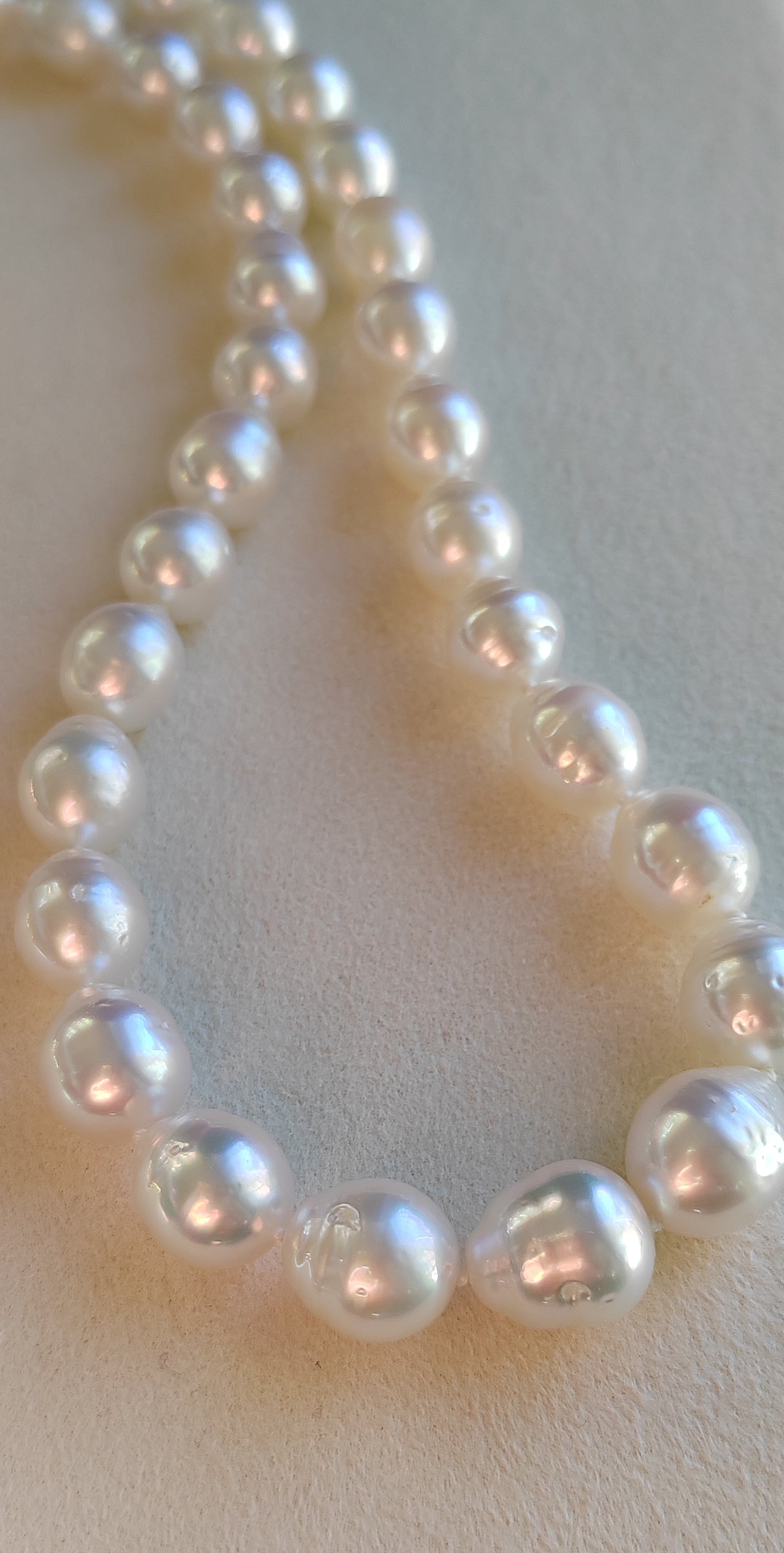 9-10.8mm Genuine Australian south sea white pearls 14k gold necklace