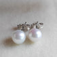 Silver earrings studs genuine freshwater pearls 6-6.5mm