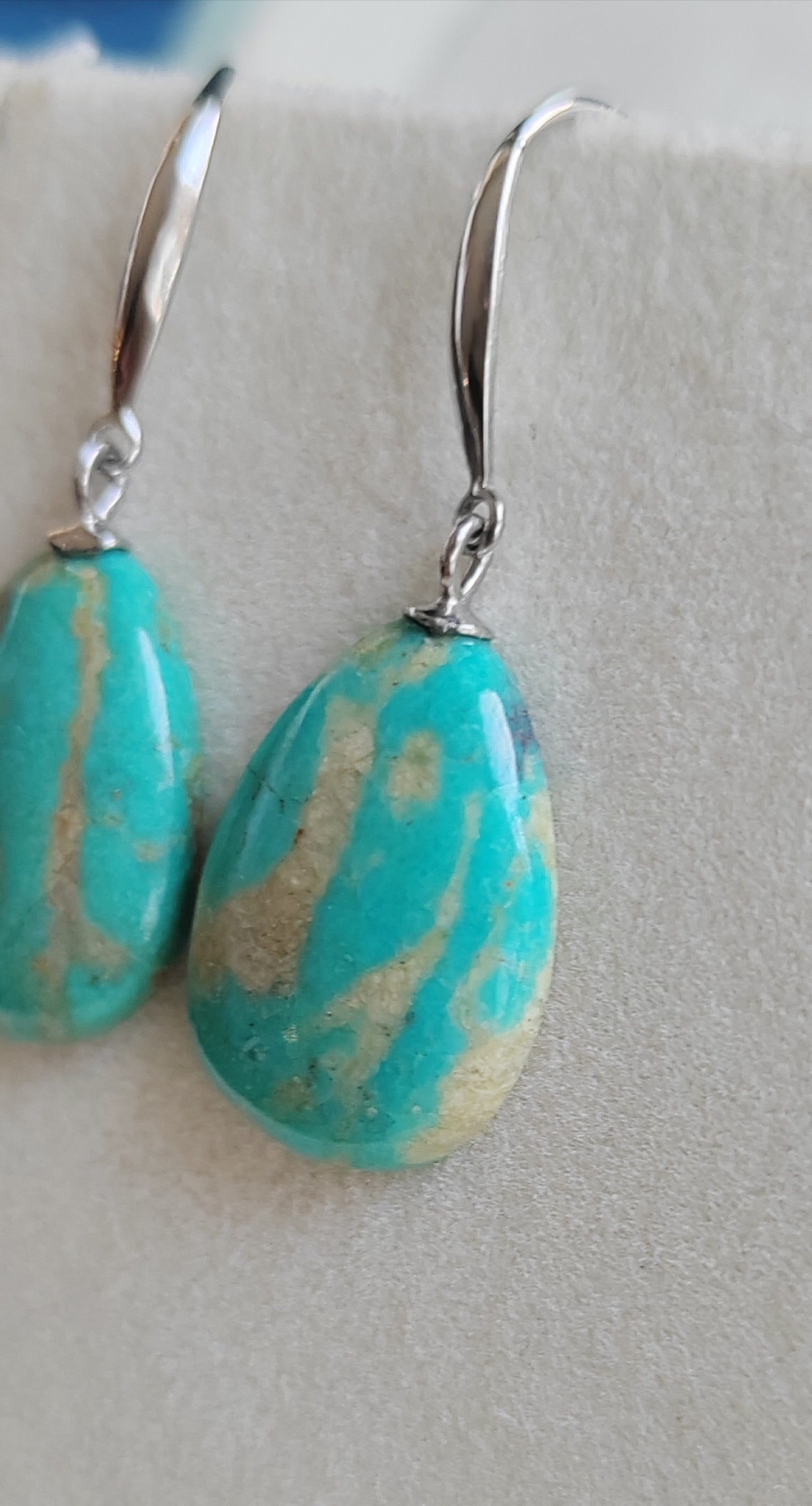 13x18mm Natural Morenci Turquoise French style earrings silver
