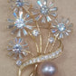 Clearance Lily brooch genuine freshwater pearl 10.8mm
