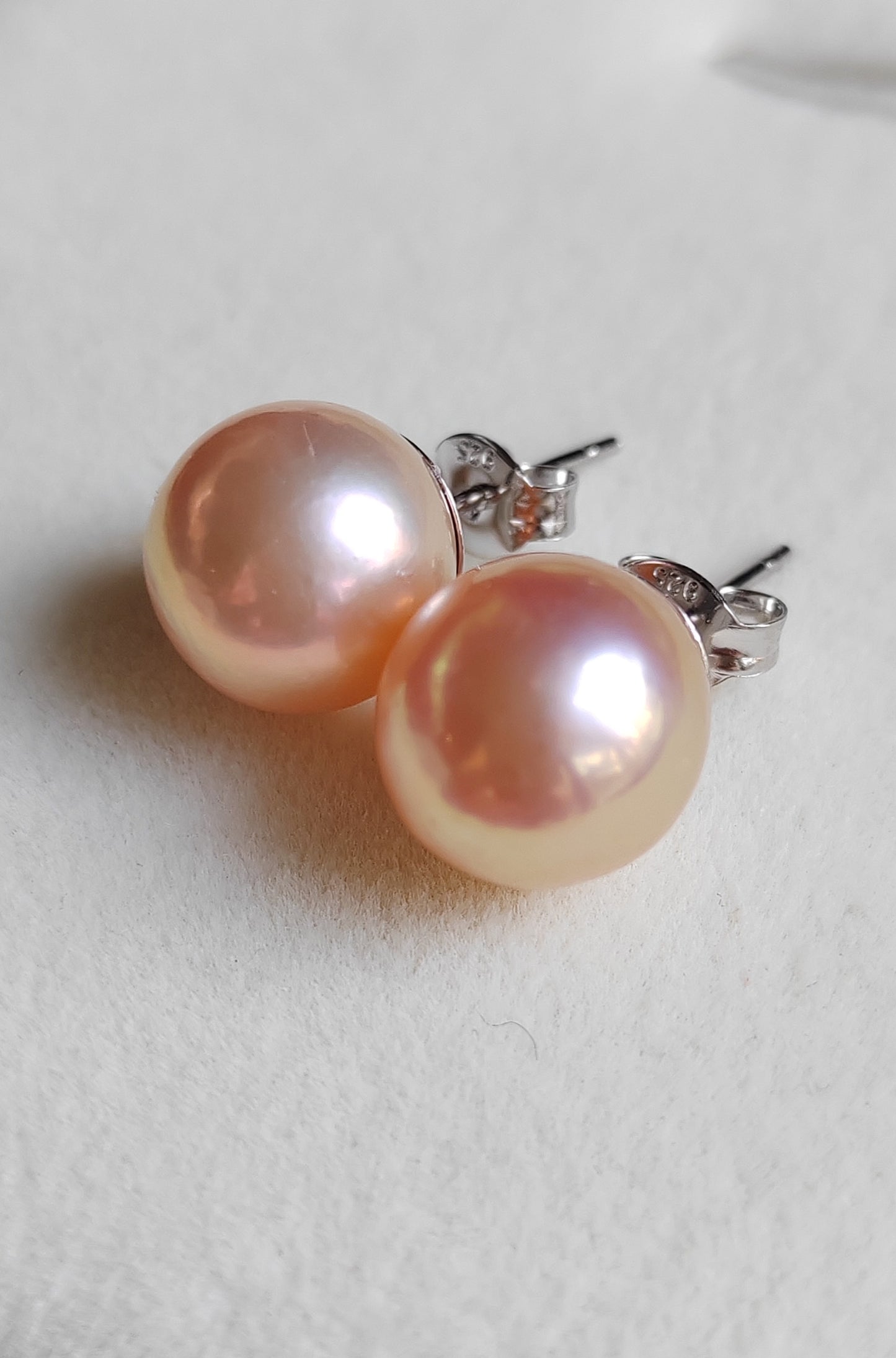 10.2-12mm Genuine freshwater pearls jewelry set Peach