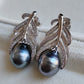 'Blue bird' earrings genuine tahitian south sea pearls 9.7mm