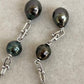 8.6-9.4mm Genuine tahitian south sea pearls double-beauty earrings silver