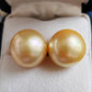18k gold essential earrings studs genuine golden south sea pearls 12.8mm