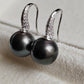 10.4mm Genuine tahitian south sea pearls round classic earrings sterling silver
