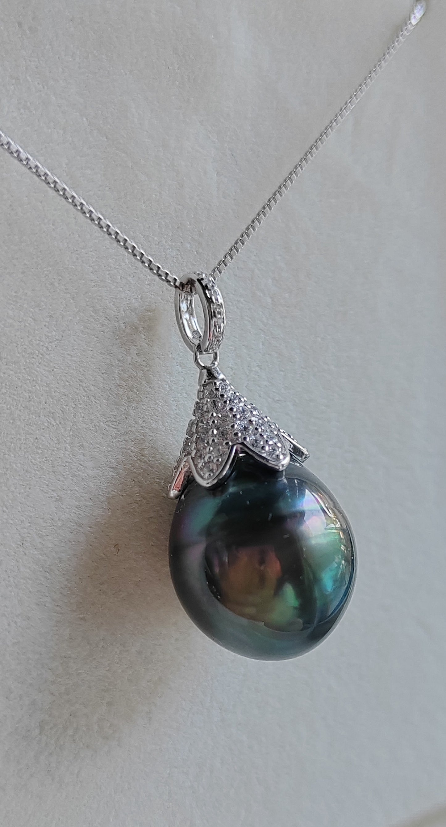 13.3mm Genuine tahitian south sea pearl pendant with chain necklace