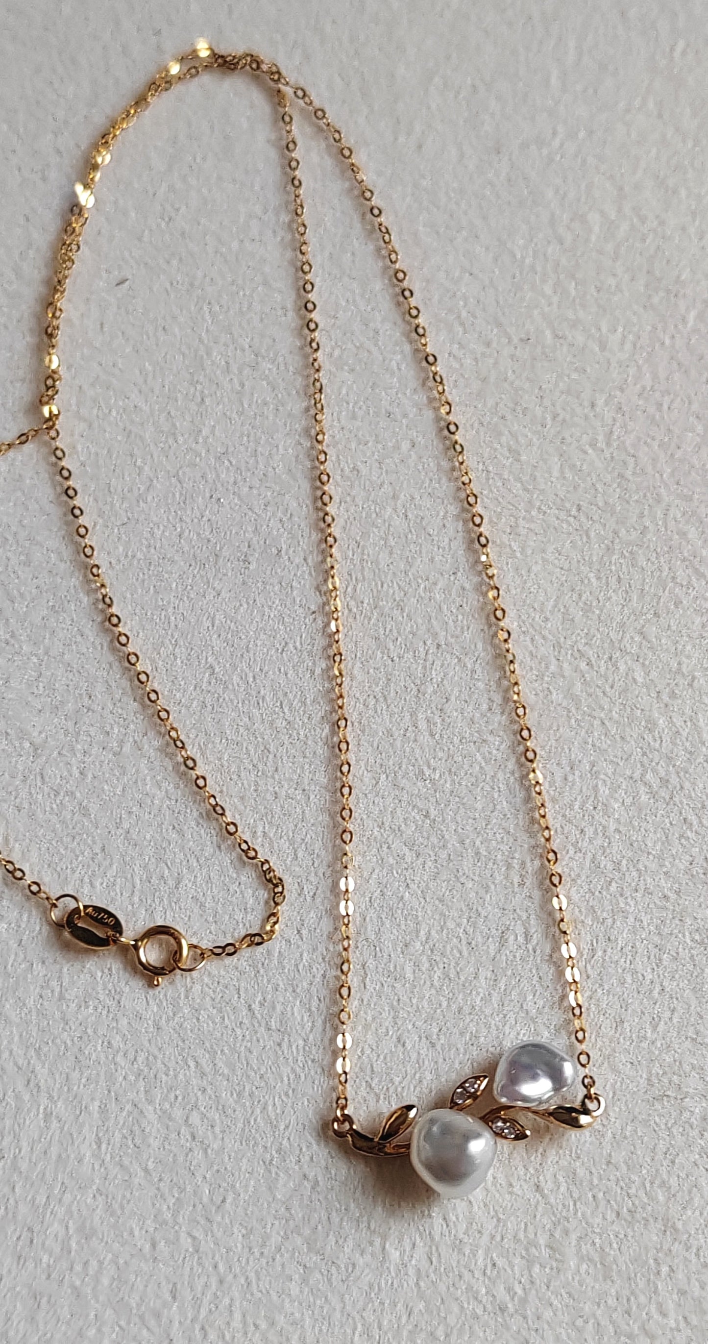 'Blooming flowers' 18k gold necklace genuine south sea Keshi pearls 2.3ct