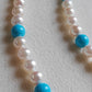 14k gold necklace Natural Sleeping Beauty Turquoise and Genuine Japanese akoya pearls