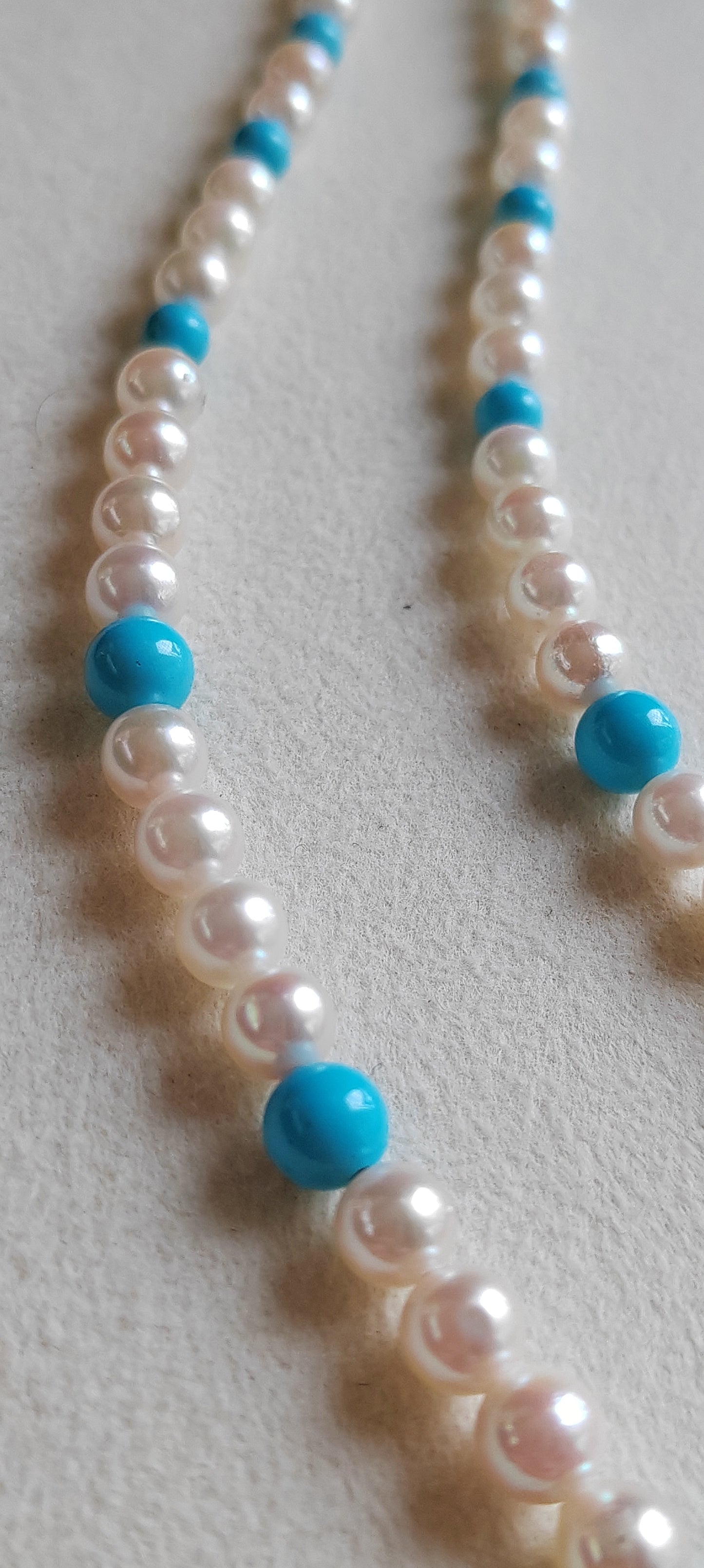 14k gold necklace Natural Sleeping Beauty Turquoise and Genuine Japanese akoya pearls