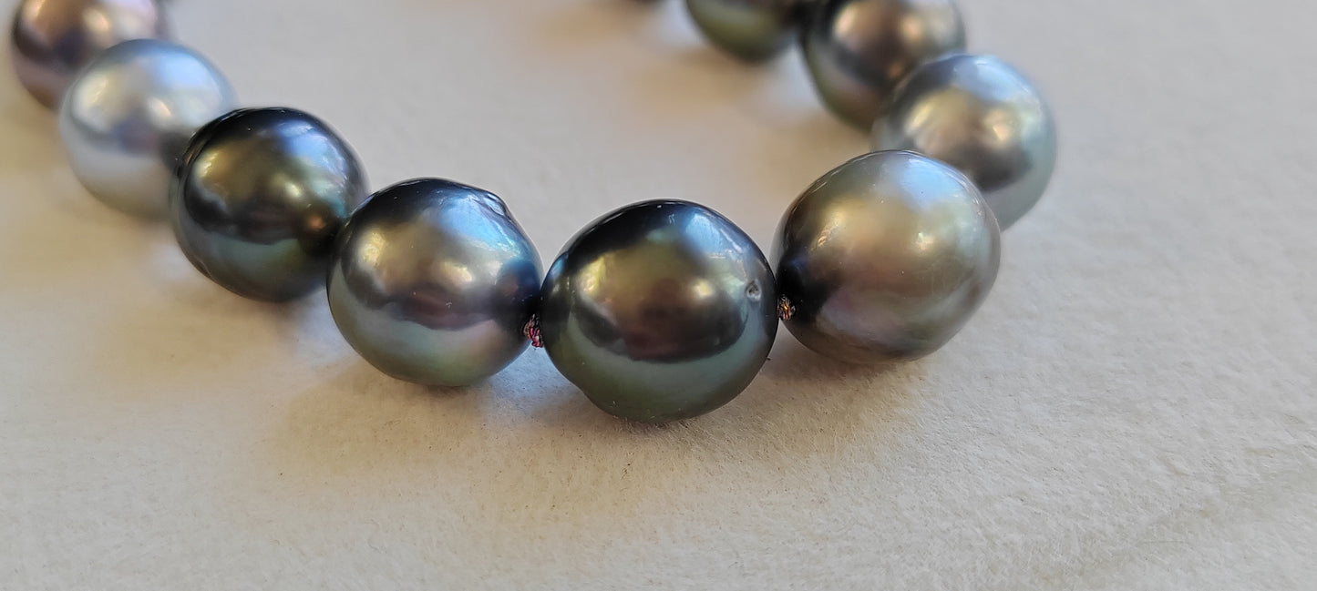 9.3-12mm Genuine Tahitian south sea pearls Baroque necklace