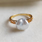 'Wild' Genuine Australian south sea Keshi pearl 18k gold Balletcore ring