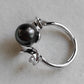 9.3mm Genuine tahitian south sea pearl silver wave ring