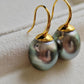 11.1mm Genuine tahitian south sea pearls classic 9ct gold earrings