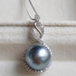 'Silver bird' necklace genuine tahitian south sea pearl 10mm