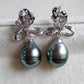 9.3mm Genuine tahitian south sea pearl Lace earrings silver
