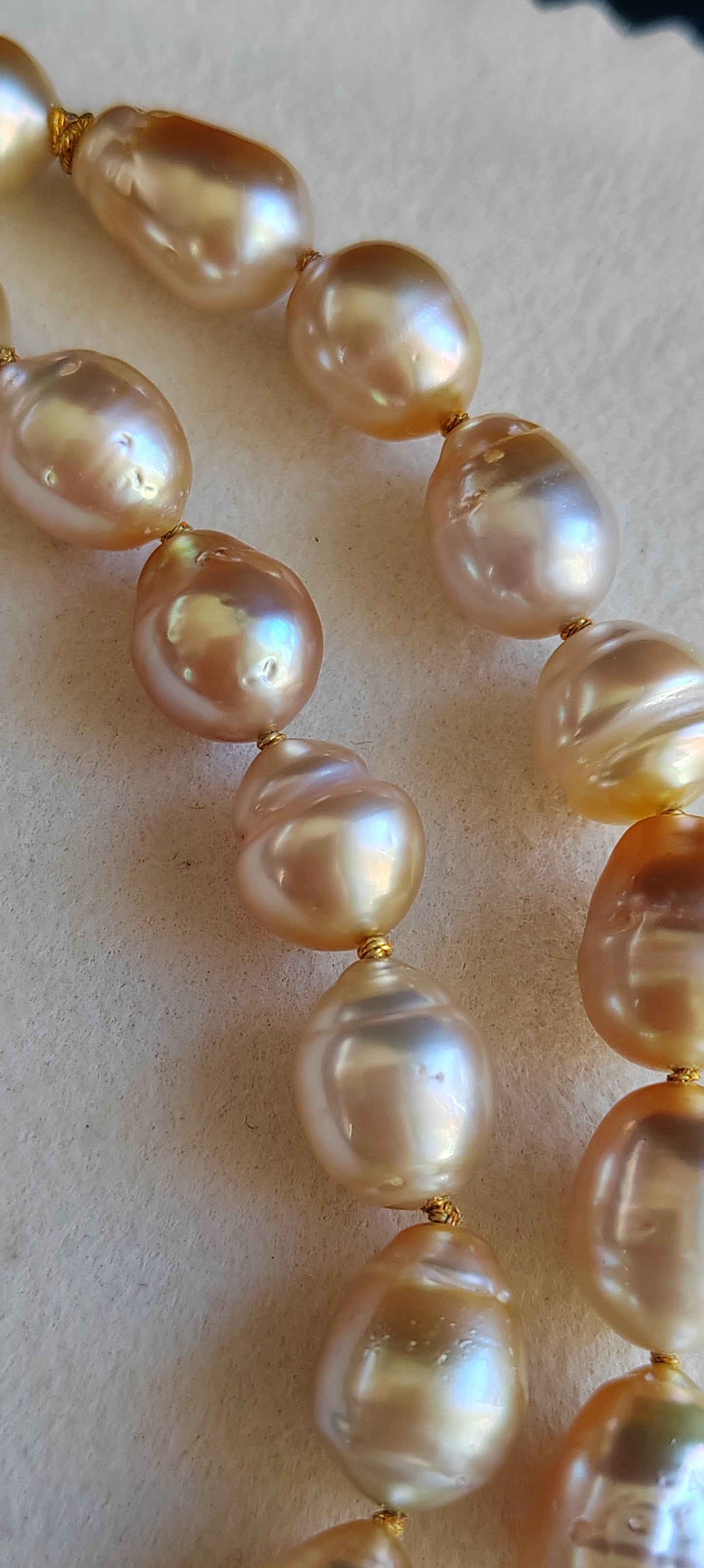 8.2-11.7mm Genuine golden south sea pearls classic baroque necklace
